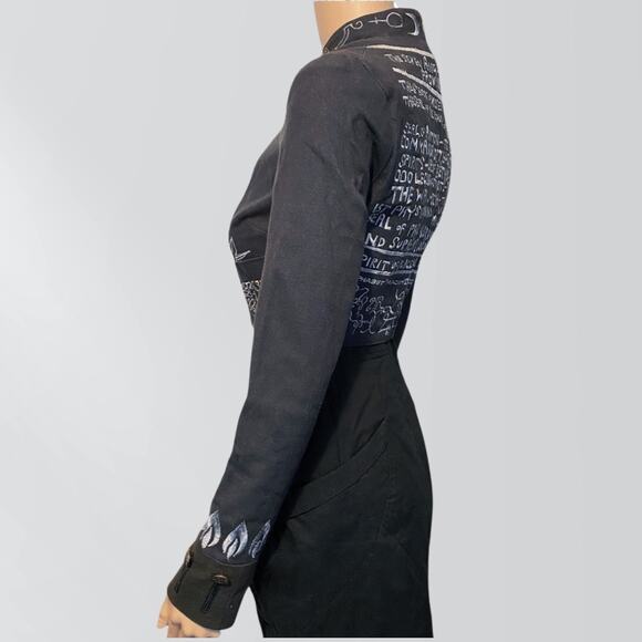 NWT Vintage AllSaints Extremely Rare Embroidered Symbols Angels Crop Jacket - Picture 5 of 12